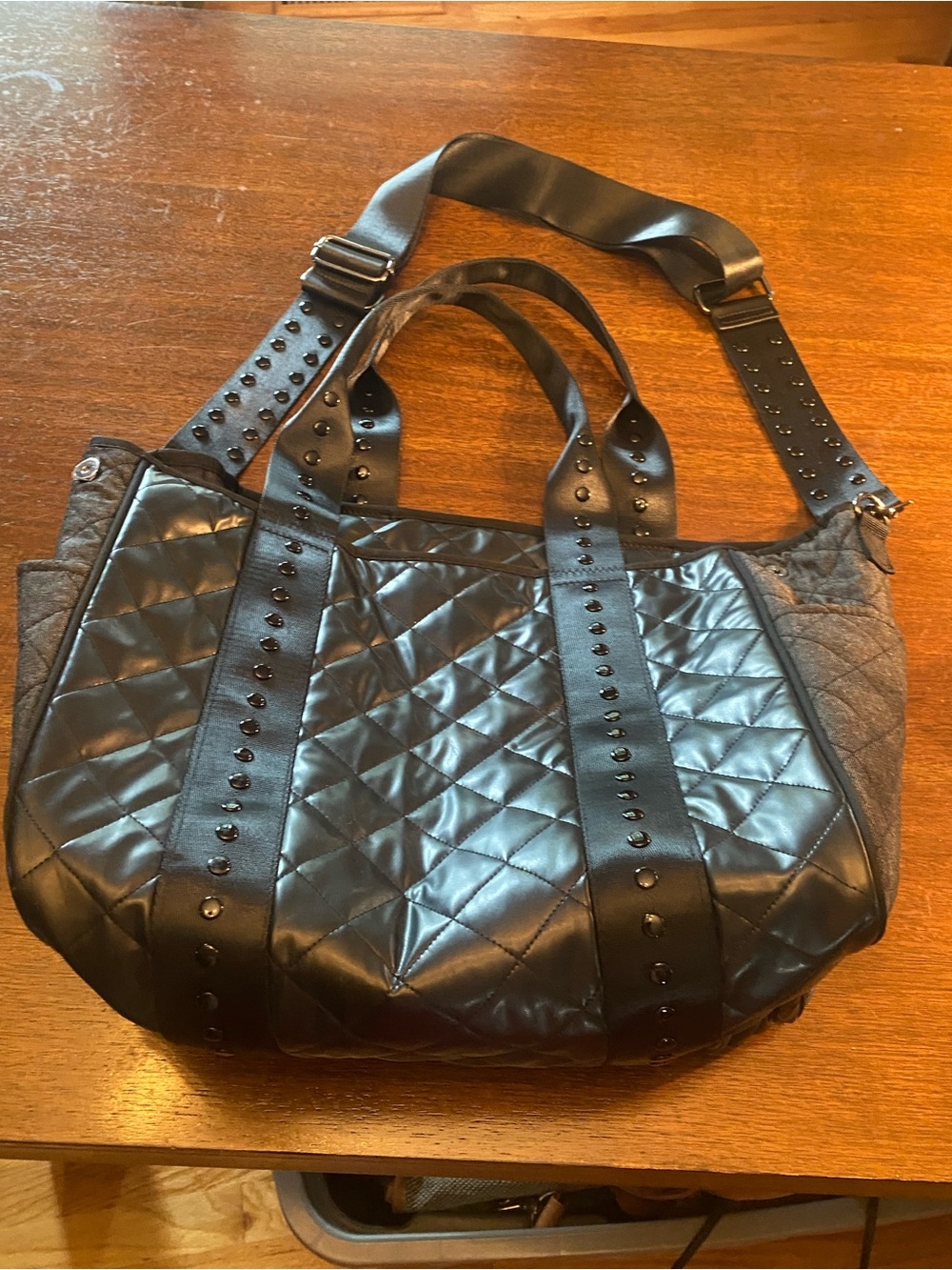 Haute Shore black Jaime Quilted Studded shoulder Hive Boutique purse Tote Bag